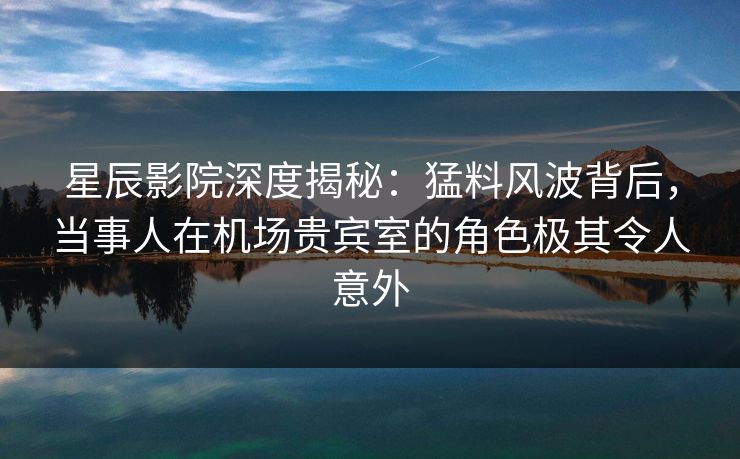 星辰影院深度揭秘：猛料风波背后，当事人在机场贵宾室的角色极其令人意外