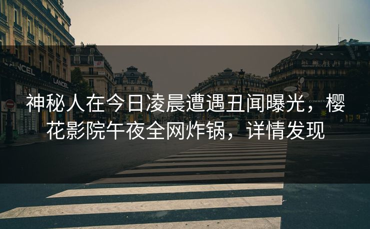神秘人在今日凌晨遭遇丑闻曝光，樱花影院午夜全网炸锅，详情发现