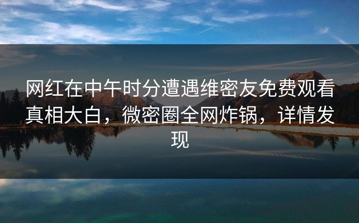 网红在中午时分遭遇维密友免费观看真相大白，微密圈全网炸锅，详情发现